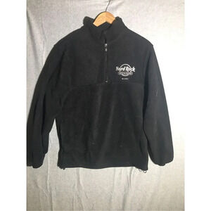 Mens Harriton Quarter Zip Jacket Hard Rock Cafe Biloxi Casual Black White
